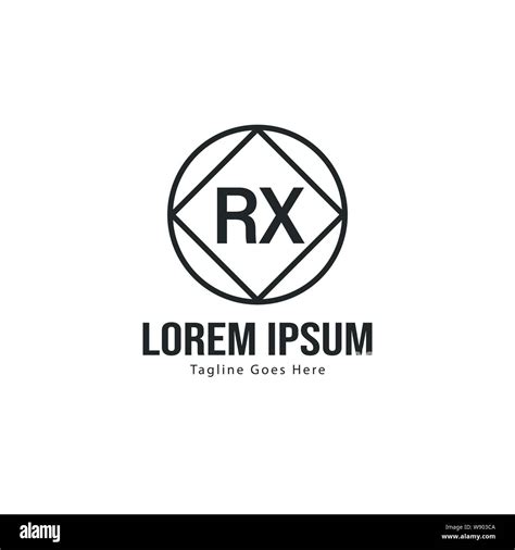 Initial Rx Logo Template With Modern Frame Minimalist Rx Letter Logo