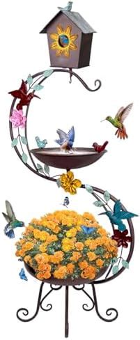 Amazon Dreamsoul Bird Bath With Flower Planter Pedestal Bird