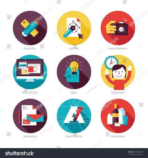 Set Of Modern Flat Design Icons On Design Development Theme Icons For