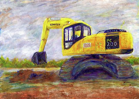 Excavator Painting By Bob Harvey