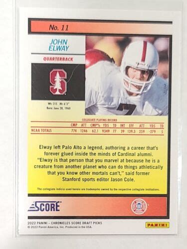 2022 Panini Chronicles Draft Picks Score Retro 11 John Elway For