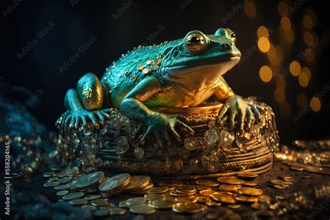 Abstract Picture Of The Chinese Feng Shui Lucky Money Frog With Coin