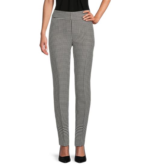 Kasper Houndstooth Flat Front Slim Fit Coordinating Fly Front Zip Pants