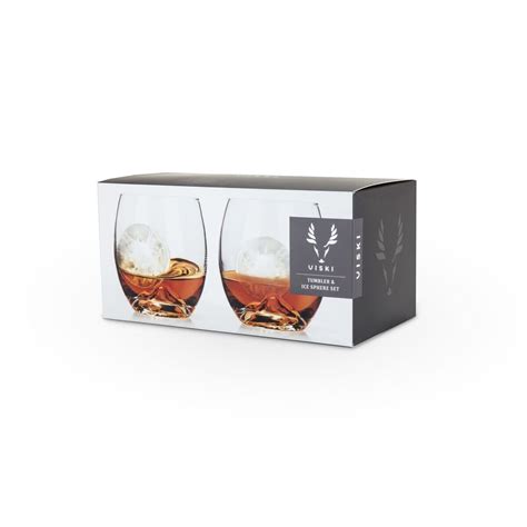 Viski Glacier Rocks 4 Piece Ice Ball Mold And Tumbler Set