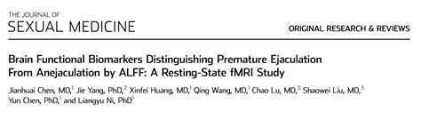 J Sex Med：区分早泄和不射精症的大脑功能生物标记研究 Medscicn