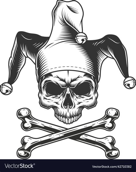 Vintage Jester Skull Without Jaw Royalty Free Vector Image