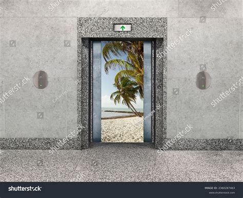 Office Elevator Vacation Concept Stark Elevator Doors Stock Photo