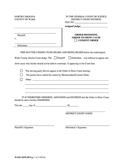 Fillable Online Nccourts Consent The North Carolina Court System Fax