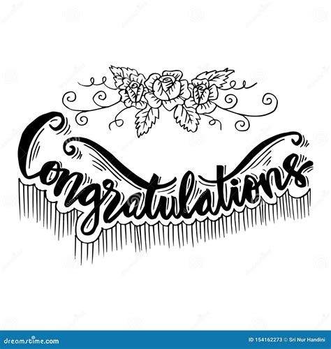 Congratulations Card Hand Lettering Calligraphy Stock Vector