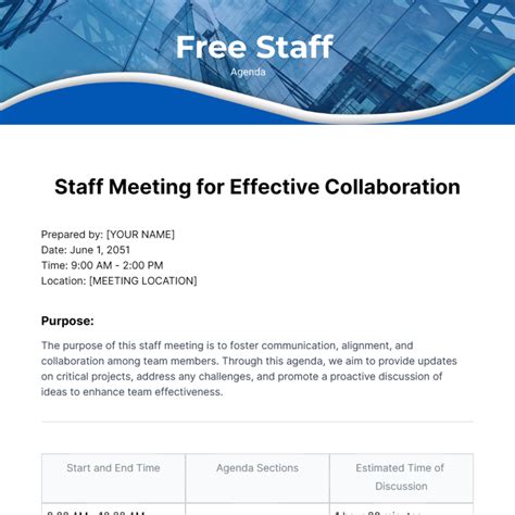 Free Staff Agenda Template Edit Online And Download