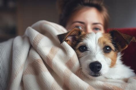 Premium Ai Image Young Woman Cuddling With Cute Jack Russell Puppy On