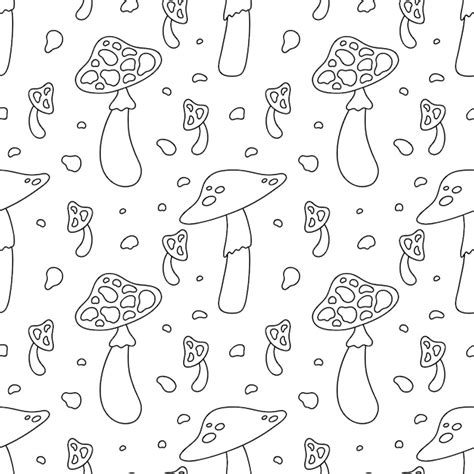 Premium Vector Mushroom Seamless Pattern Amanita Muscaria Fly Agaric