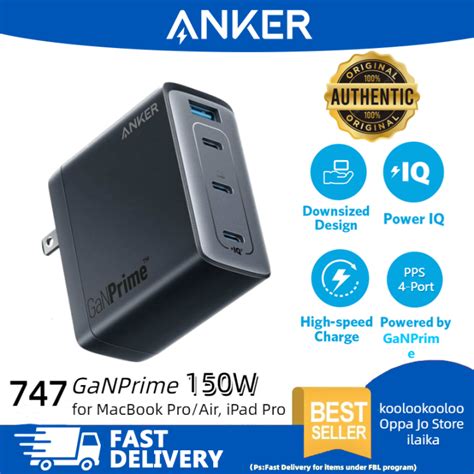 Anker 747 Charger Ganprime 150w Pps 4 Port Fast Compact Foldable Wall