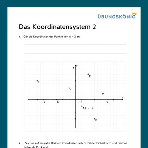 Königspaket Koordinatensystem Mathe 5 Klasse