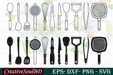 Kitchen Utensils Svg Bundle Kitchen Tools Svg Kitchen Set