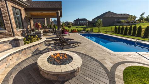 Unilock Umbriano Paver Patio With Brussels Dimensional Wall Pillars