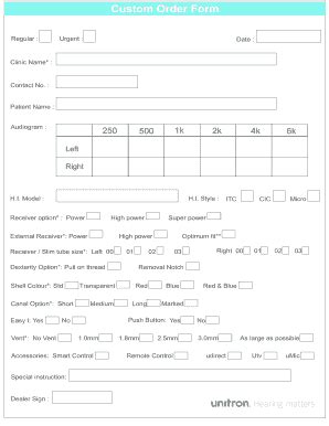 Fillable Online Order Form In Unitron Fax Email Print Pdffiller