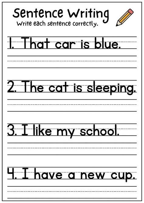 25 Printable Write The Sentence Worksheets Part A Sentence Writing