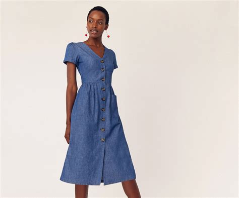 Womens Denim Midi Dress Uk Valrie Mcdonnell