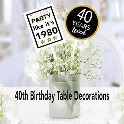 40th Birthday Table Decorations 40 Birthday Party Decor 1980 Etsy