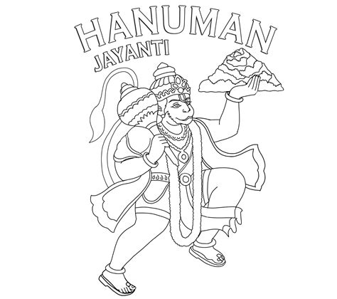 Lord Hanuman Outline Sketch Coloring Page