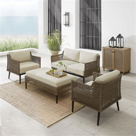 Crosley Furniture Southwick Piece Wicker Patio Sofa Set Creme And