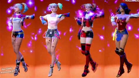 Fortnite Moonlit Mysstery Emote With Harley Quinn Wonder Woman Dc Skins