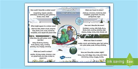 Winter Scene Descriptive Word Mat Teacher Made Twinkl