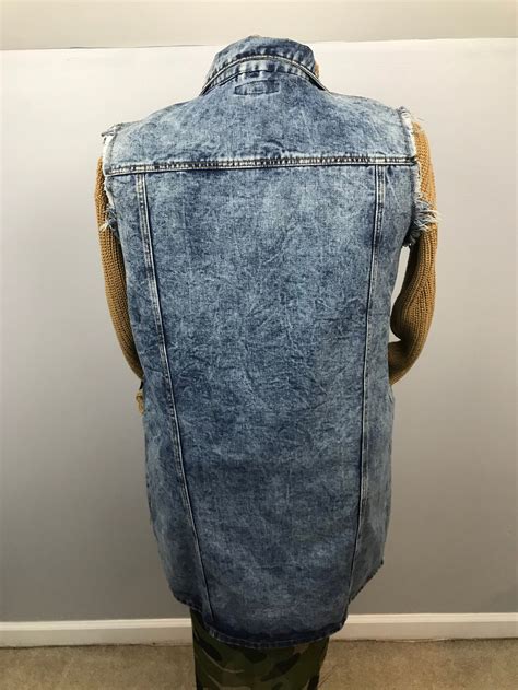 Long Denim Vest Etsy