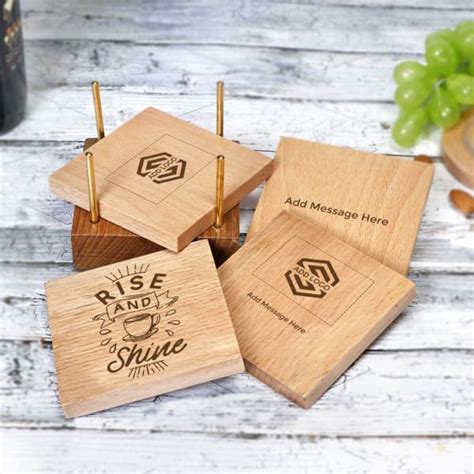 Buysend Wooden Coaster Set Customized With Logo And Message Online Igp