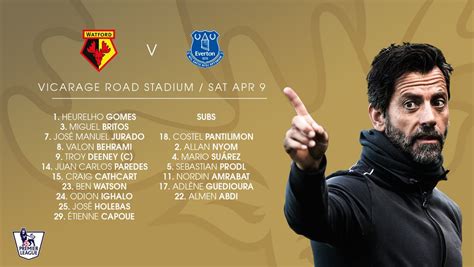 Watford V Everton Starting Line Ups Itv News