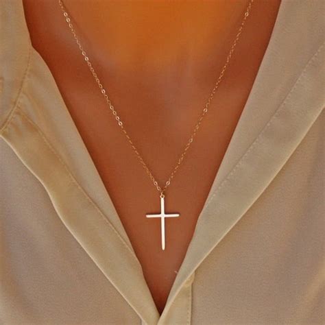 Dainty Gold Cross Necklace Skinny Simple Minimalist Etsy