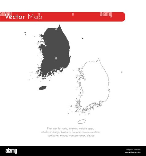 Vector Map South Korea Isolated Vector Illustration Black On White