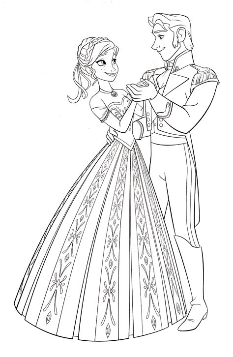 Walt Disney Coloring Pages Princess Anna And Prince Hans Westerguard