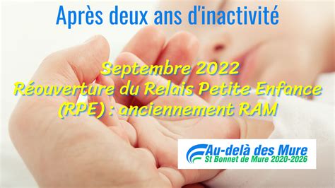 Relais Petite Enfance Réouverture en septembre 2022 Au delà des Mure