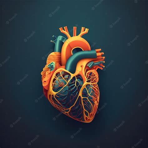 Diseño De Ilustración De Corazón Humano En Diseño De Arte Digital 3d