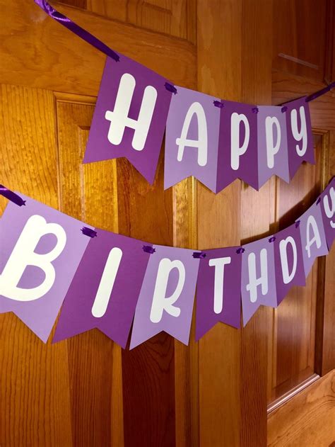 Purple Happy Birthday Banner Birthday Decorations Birthday - Etsy ...