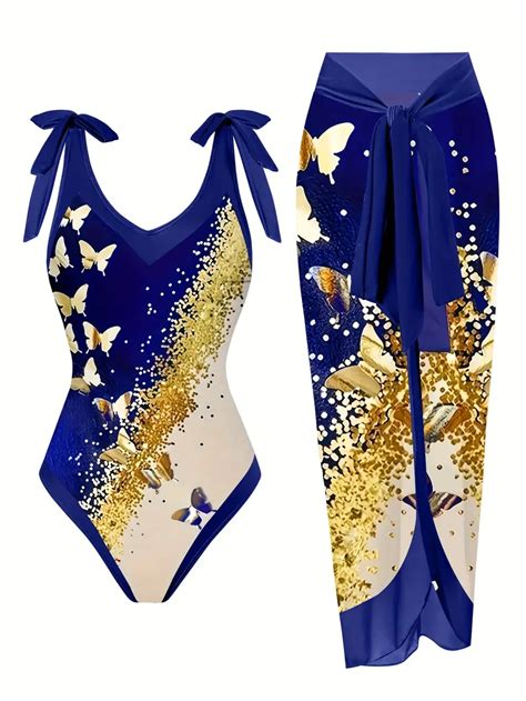 Plus Size Vacay Tankini Set Womens Plus Glitter Butterfly Temu