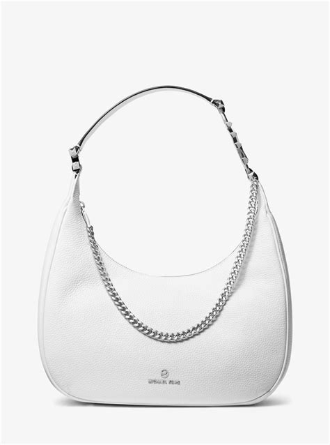 Michael Kors Piper Large Pebbled Leather Shoulder Bag In White Lyst