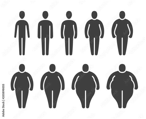 Thin Normal Fat Overweight Body Stick Figures Different Proportions