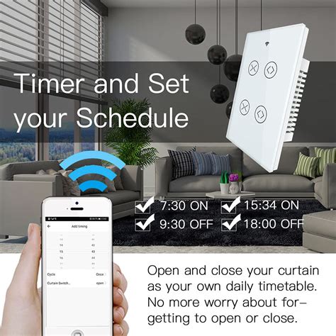 Moes Smart Wifi Rf Gang Interruptor T Ctil Ciego De Doble Cortina