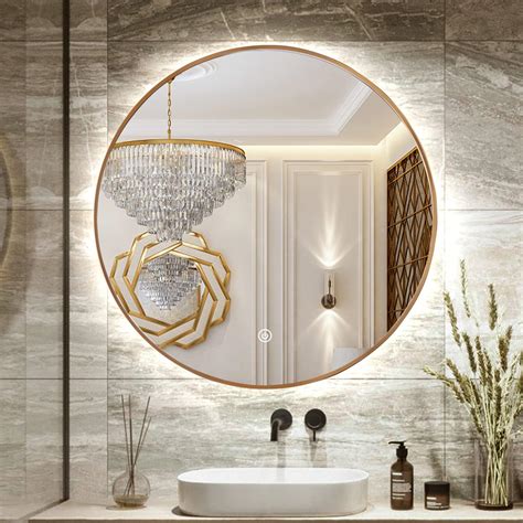 Amazon Niccy Led Backlit Round Mirror For Bathroom Gold