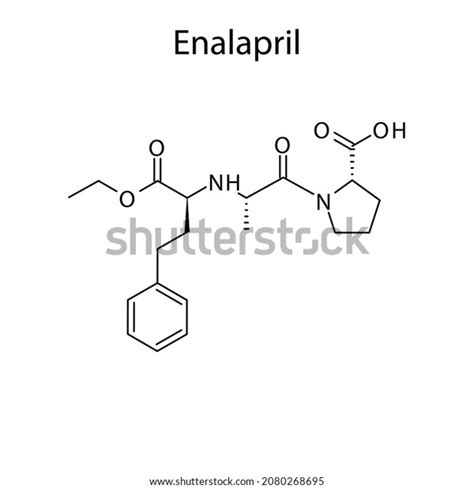 Enalapril Molecular Structure Flat Skeletal Chemical Stock Vector