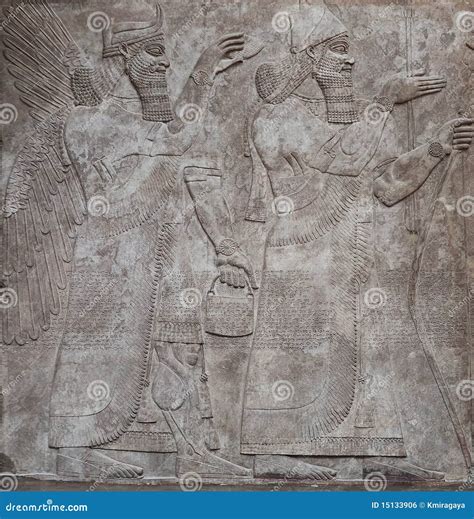 Ancient Relief Of Assyrian Gods Royalty Free Stock Image - Image: 15133906