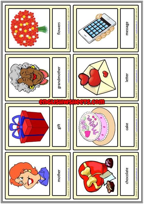 Mother S Day Esl Printable Vocabulary Learning Cards Learning Cards