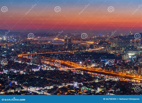 Koreaseoul At Night South Korea City Skyline Stock Photo Image Of