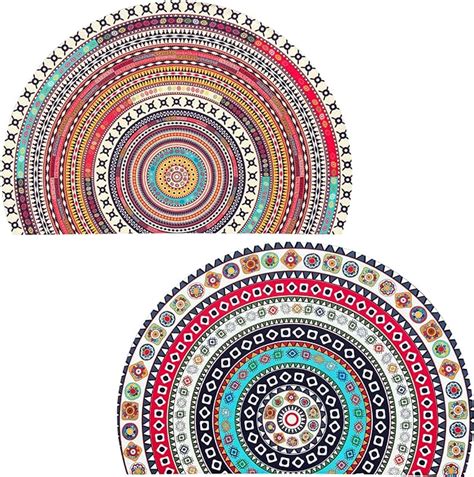 Amazon Kalliegear Pcs Boho Half Round Bath Mats Bohemia