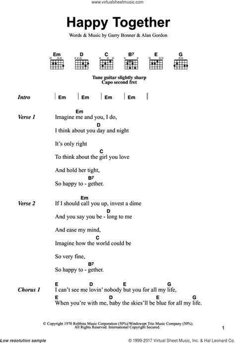 Happy Together Sheet Music For Guitar Chords Pdf V3