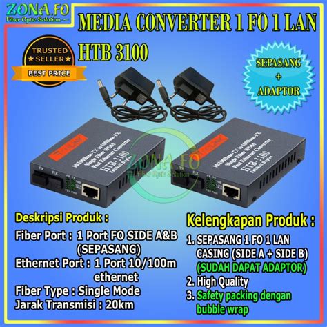 Jual Netlink HTB 3100 10 100 Sepasang AB Fiber Optic Converter Single