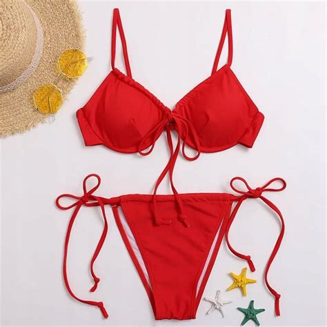 K Pielowy Bikini Stringi Mikrobikini Push Up Str Allegro Pl